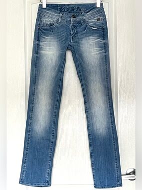G-STAR RAW Heller Straight Jeans Faded Light Wash Low Rise Y2K Denim 24x30